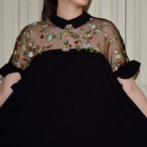 Floral Embroidery Babydoll Top